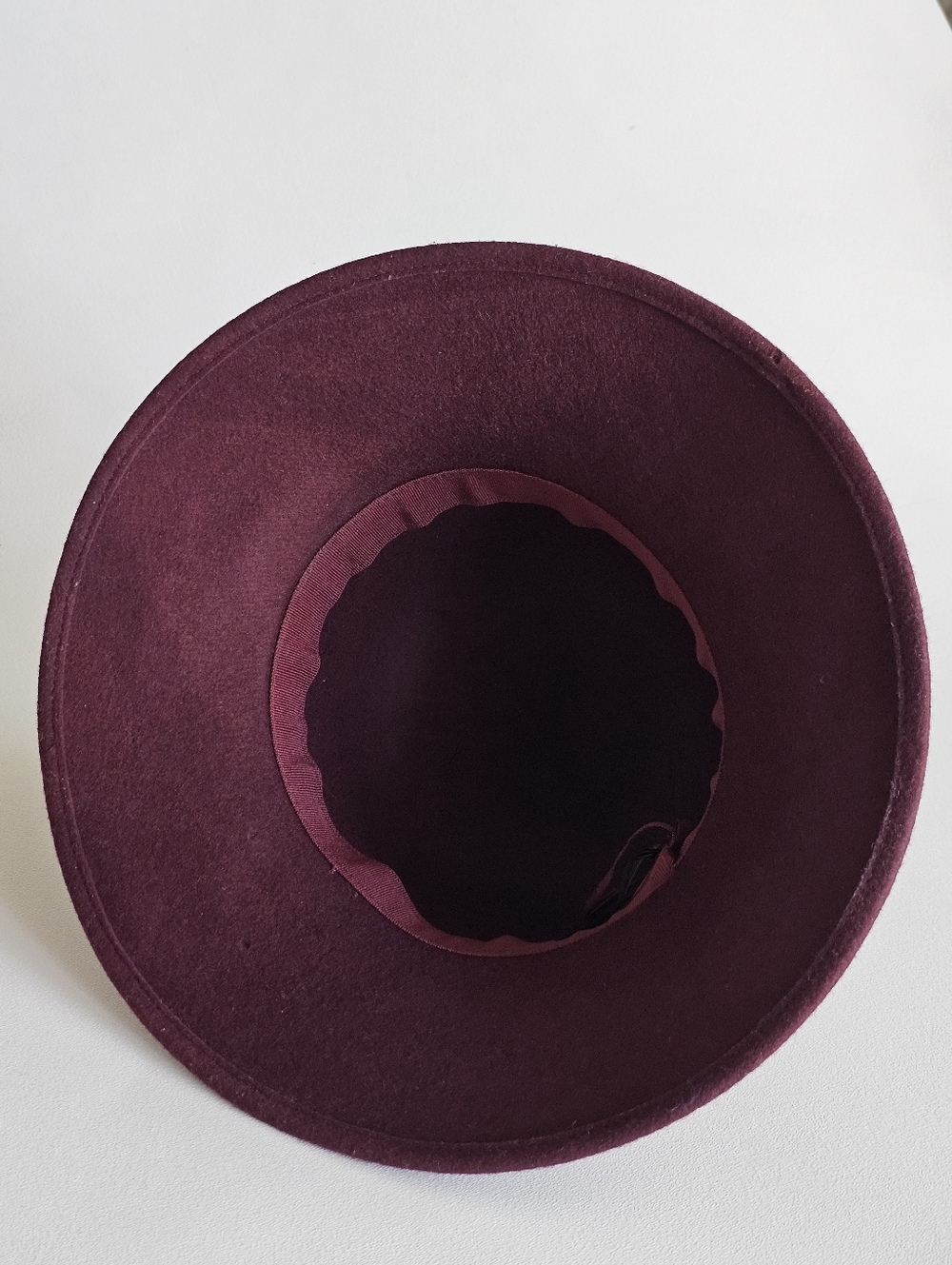 Galliano Sorbatti Wool Hat Burgundy Wide Brim Italy Vintage Style - Picture 5 of 11